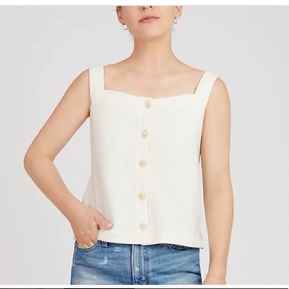 J crew NWT! | Textured button-front tank cream
